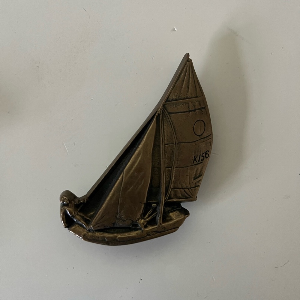Vintage Brass sail boat belt buckle